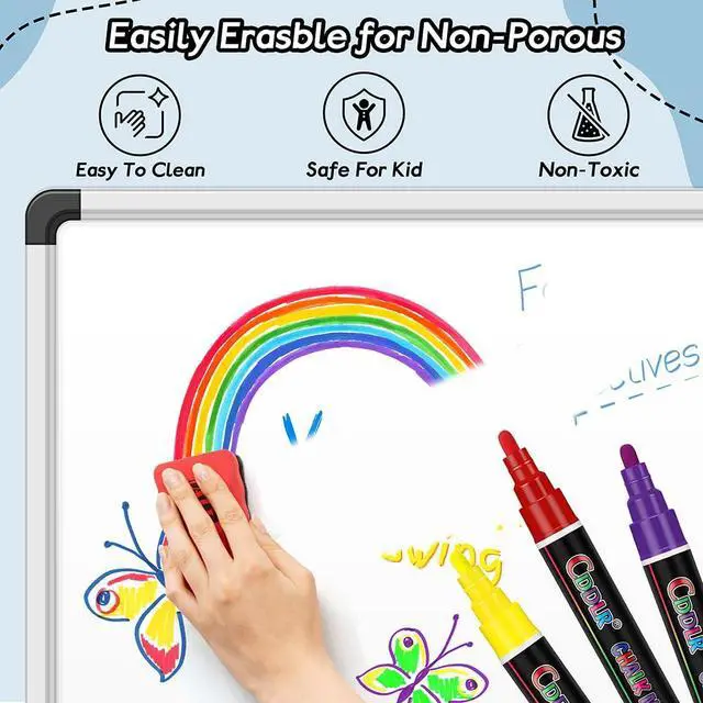 Alt view image 7 of 7 - CDDLR 8 Pack Liquid Chalk Markers,Dry Erase Markers & Window Markers for Blackboards,Chalkboard Menu Board & Glass Car Window