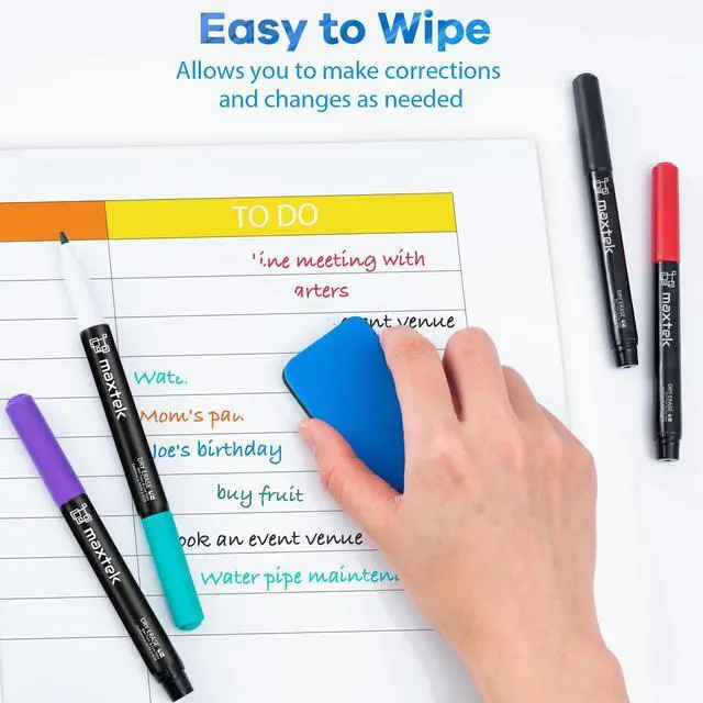Alt view image 5 of 7 - maxtek Dry Erase Markers Ultra Fine Tip, 0.7mm, Low Oror, Extra Fine Point Dry Erase Markers for Planning Whiteboard, Calendar Boards, 6 Count