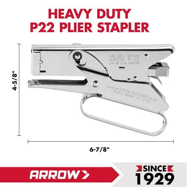 Alt view image 2 of 7 - Arrow Fastener P22 Heavy Duty Handheld Plier Stapler for Crafts, Office, and Insulation, Uses 1/4-Inch and 5/16-Inch Staples