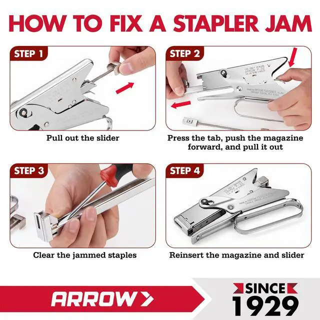 Alt view image 5 of 7 - Arrow Fastener P22 Heavy Duty Handheld Plier Stapler for Crafts, Office, and Insulation, Uses 1/4-Inch and 5/16-Inch Staples