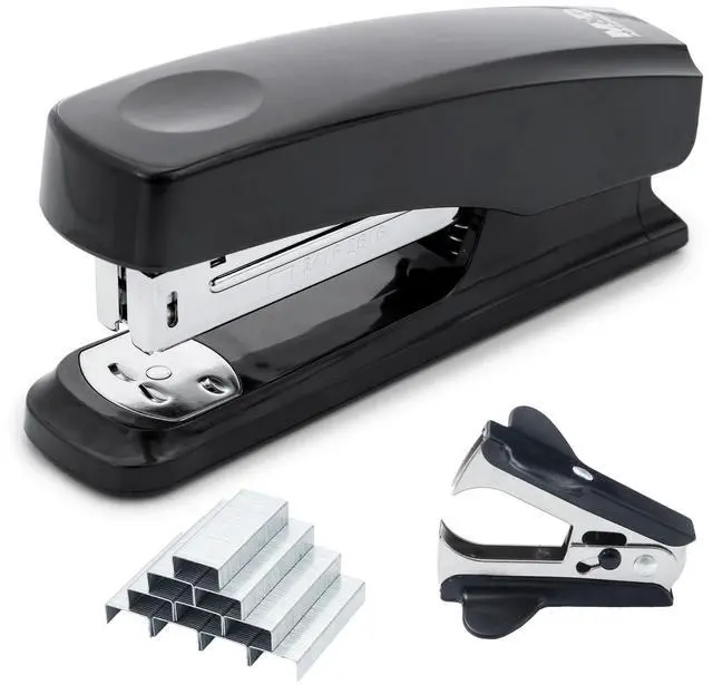 Main image of M&G Desktop Stapler with 25 Sheet Capacity, Two Binding Modes, Basic Stapler Set with 1000 Staples and Remover, Durable Staplers for Office Home (Black)