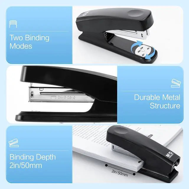 Alt view image 3 of 7 - M&G Desktop Stapler with 25 Sheet Capacity, Two Binding Modes, Basic Stapler Set with 1000 Staples and Remover, Durable Staplers for Office Home (Black)