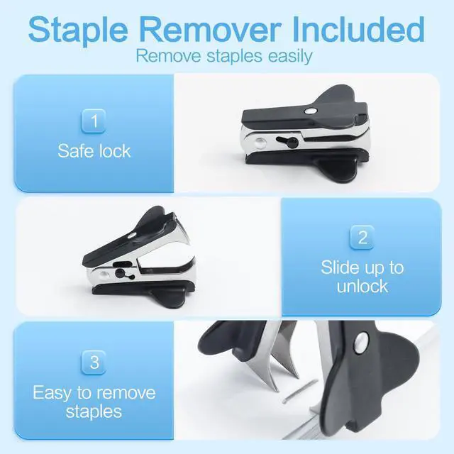 Alt view image 4 of 7 - M&G Desktop Stapler with 25 Sheet Capacity, Two Binding Modes, Basic Stapler Set with 1000 Staples and Remover, Durable Staplers for Office Home (Black)