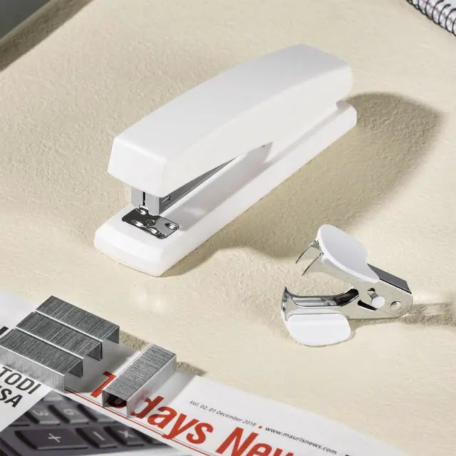 Alt view image 6 of 7 - Deli Stapler, Desktop Stapler, Office Staplers, 25 Sheet Capacity, Includes 1000 Staples and Staple Remover, White