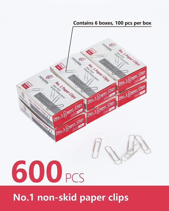 Alt view image 3 of 7 - PAPERPAL Paperclips for Office School & Personal Use, #1 Nonskid Paper Clip (1-2/7"), 600 Medium Paper Clips (6 Boxes of 100 Each), Silver