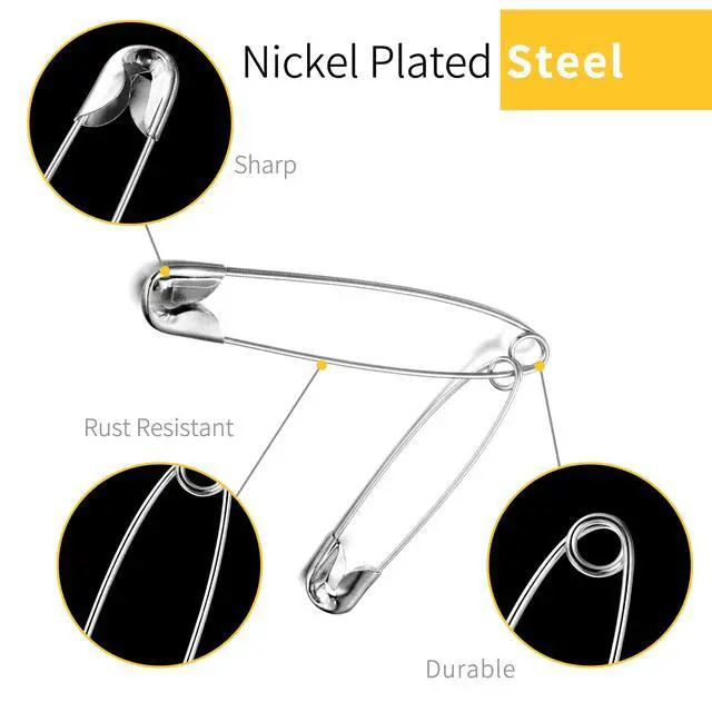 Alt view image 4 of 7 - XKDOUS 3 Most Universal Safety Pins Assorted Sizes, Small & Large Safety Pins for Clothes, 150 Pack Silver Sharp Edge Pins for Clothing, Sewing & Craft Supplies