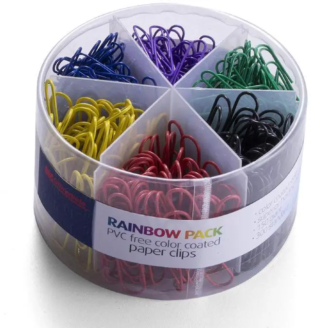 Main image of Officemate PVC Free Color Coated Paper Clips, 450 Per Tub Office Paper Clamp (97229)