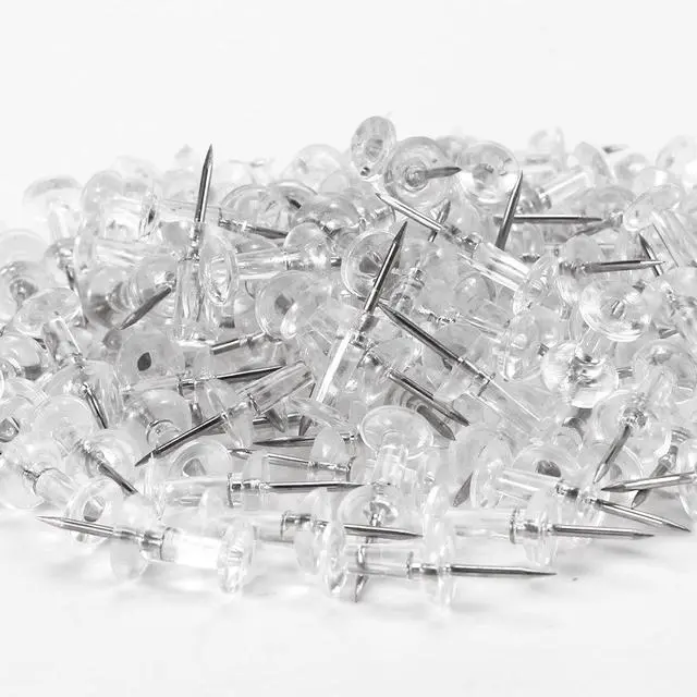 Alt view image 3 of 7 - Yalis Push Pins 600 Count, Standard Clear Thumb Tacks Steel Point and Clear Plastic Head