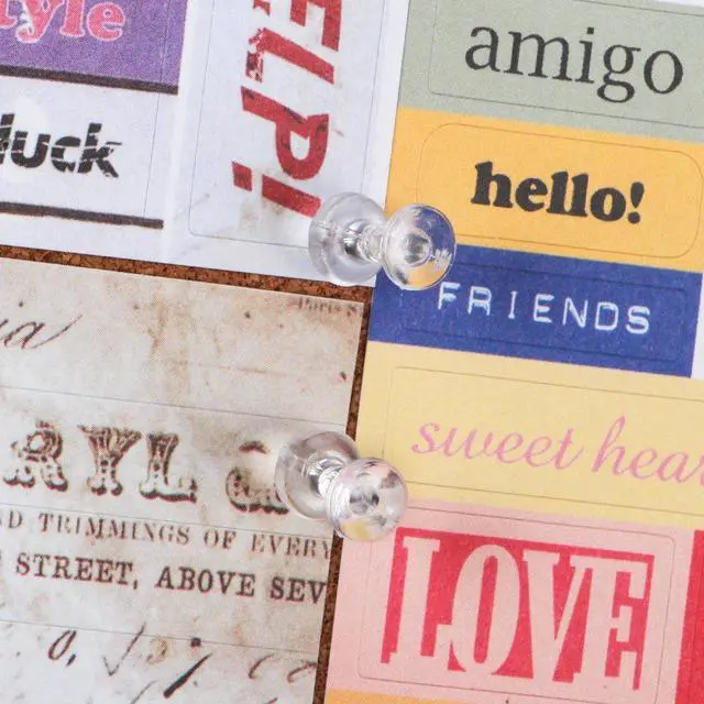 Alt view image 5 of 7 - Yalis Push Pins 600 Count, Standard Clear Thumb Tacks Steel Point and Clear Plastic Head