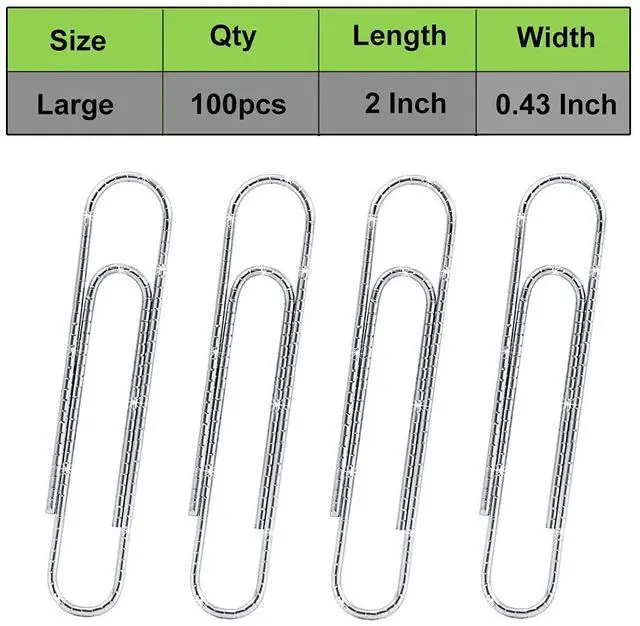 Alt view image 2 of 5 - Vinaco Paper Clips Non Skid, 100 Pack Large Paper Clips 2 Inch (50 mm), Durable & Rust Resistant, Jumbo Paperclips. Great for Office, School and Personal Use