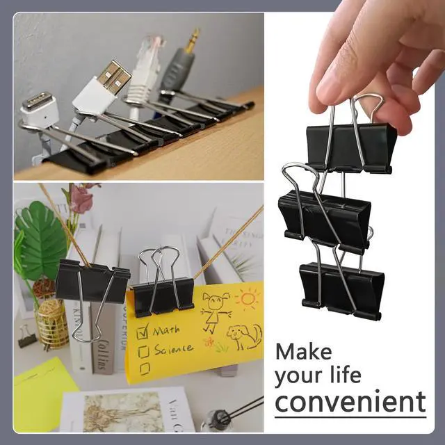 Alt view image 7 of 7 - DSTELIN Large Binder Clips 1.6-Inch (24 Pack), Big Paper Clamps Clips for Office Supplies, 1.6-Inch/41mm Width, 0.7-Inch/18mm Capacity, Black