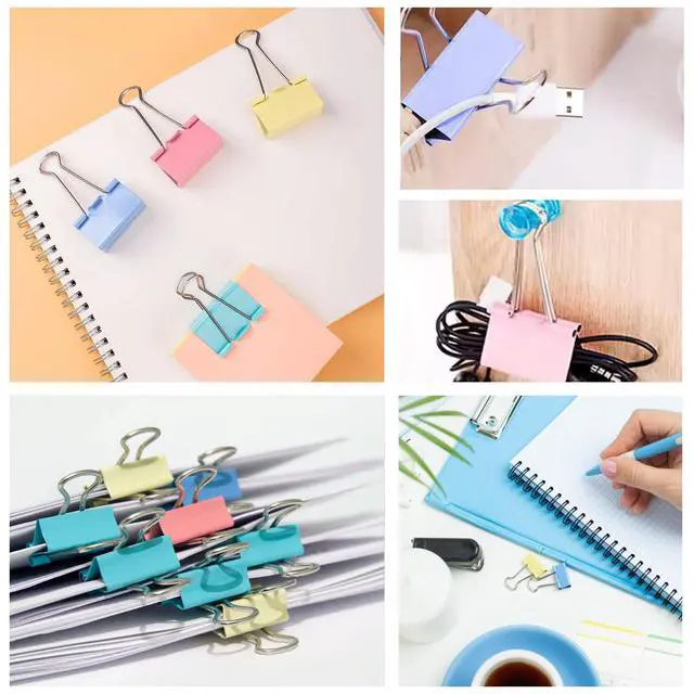 Alt view image 5 of 7 - 170 Pcs Binder Clips Assorted Sizes, Colored Large, Medium, Small Binder Paper Clips for Office Supplies, Home, School Document Organizing (Blue, Pink, Yellow, Green)