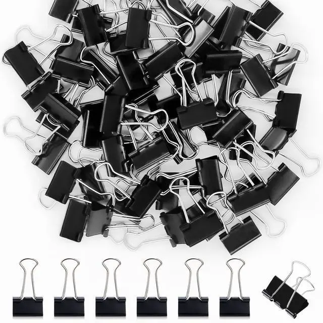 Main image of 120 Pack Black Binder Clips 0.75 Inch, Small Paper Clamps, Black Paper Binder Clips, Office Clips, Mini Binder Clips, Small Clips for Office Supplies Home School and Business