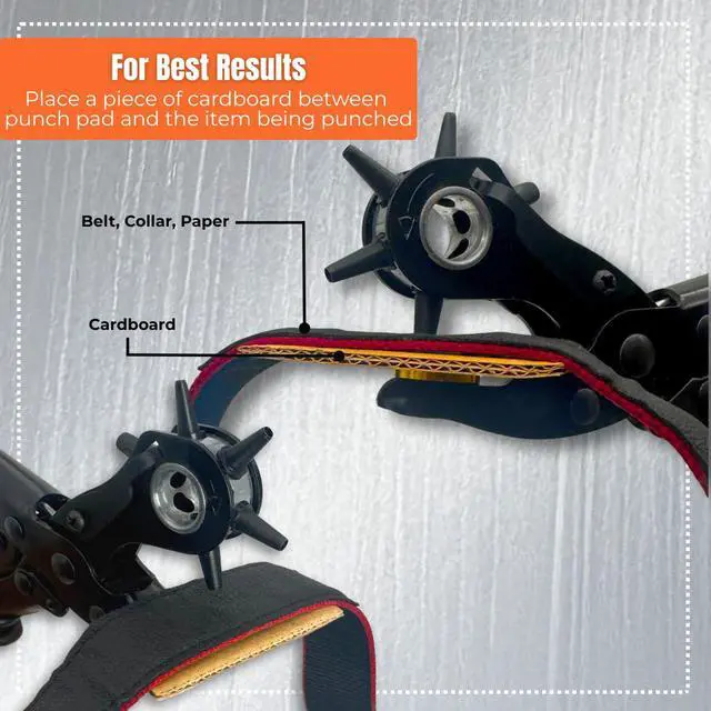 Alt view image 6 of 7 - Adorox Heavy Duty Quality & Professional Design Revolving Hole Punch Pliers Kit with Steel Ruler & File, Puncher with 6 Hole Sizes for Belts, Watch Straps, Saddles, Shoes & DIY Crafts
