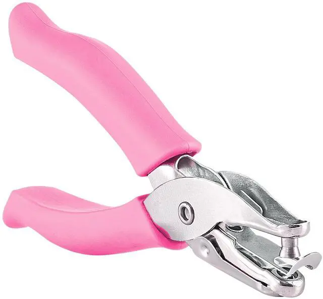 Main image of Single Hole Punch Metal Pink, 1/4 Hole Puncher with Soft Grip Handles for Paper and Crafts Round Circle Shape, for Kids and Adults, Also Available in Green, Blue, Red, Purple, Grey, 1 Pc by Enday