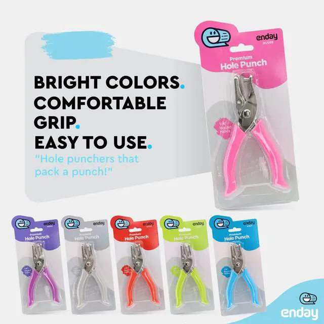 Alt view image 6 of 7 - Single Hole Punch Metal Pink, 1/4 Hole Puncher with Soft Grip Handles for Paper and Crafts Round Circle Shape, for Kids and Adults, Also Available in Green, Blue, Red, Purple, Grey, 1 Pc by Enday