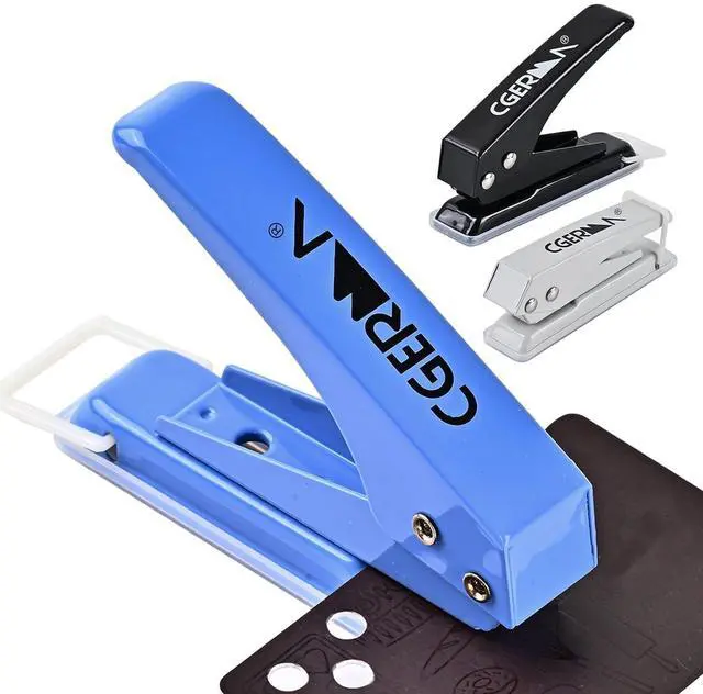 Main image of Single Hole Puncher, 3 Pack 1/4" Hole, 50% Labor Savings, Heavy Duty Metal Punch, 15 Sheet Capacity, for ID Cards, Chipboard, Art Project, Crafts Easy Punching