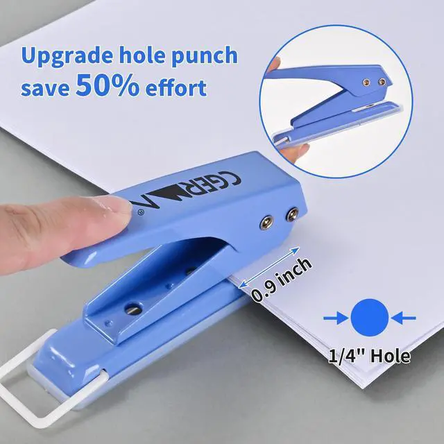 Alt view image 2 of 7 - Single Hole Puncher, 3 Pack 1/4" Hole, 50% Labor Savings, Heavy Duty Metal Punch, 15 Sheet Capacity, for ID Cards, Chipboard, Art Project, Crafts Easy Punching