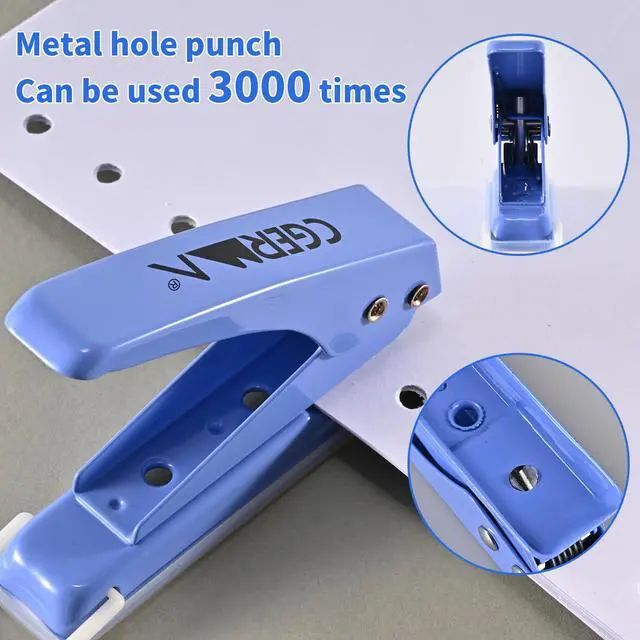 Alt view image 3 of 7 - Single Hole Puncher, 3 Pack 1/4" Hole, 50% Labor Savings, Heavy Duty Metal Punch, 15 Sheet Capacity, for ID Cards, Chipboard, Art Project, Crafts Easy Punching