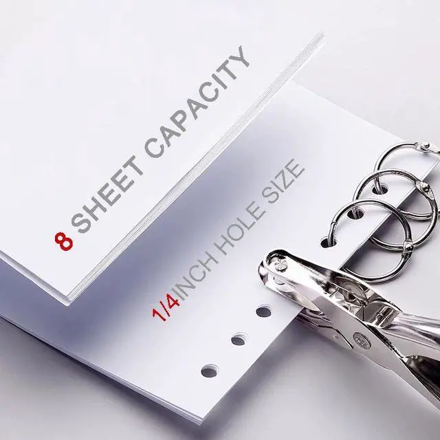 Alt view image 5 of 7 - Vfrikor 2 Pack Single Hole Punch with 20 Pcs Binder Rings, 1/4 Inch One Hole Paper Puncher, Small Hole Punches for Paper, Crafts, Binder, Tags, Cards and Tickets (Silver)