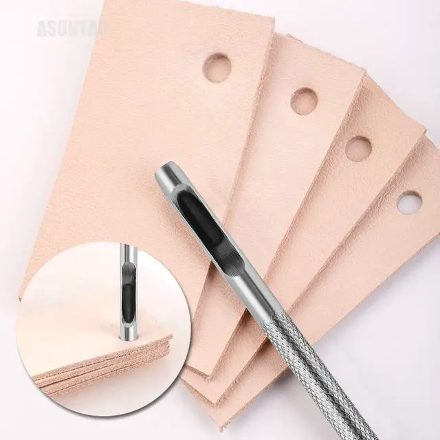 Alt view image 3 of 7 - Leather Hole Punch Set for Belts, Watch Bands and Leather Crafts, Heavy Duty 6-Piece Hollow Punch Set with Sizes 1/16, 5/64, 3/32, 1/8, 9/64 and 5/32 Inch