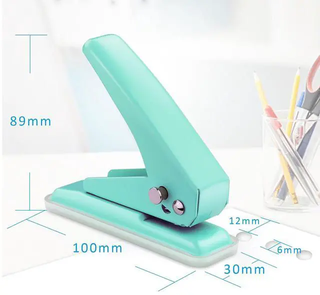Alt view image 2 of 7 - Single Hole Puncher, 1/4" Hole, 20 Sheet Capacity, Green, 1 Pack