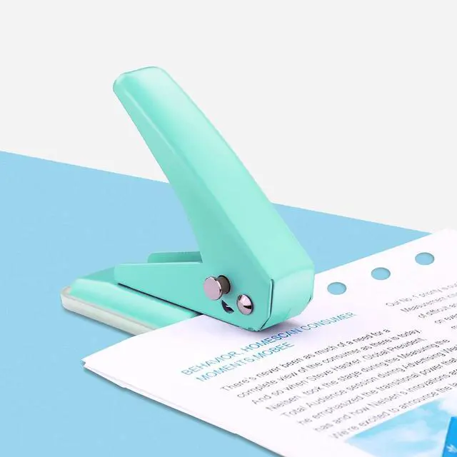 Alt view image 6 of 7 - Single Hole Puncher, 1/4" Hole, 20 Sheet Capacity, Green, 1 Pack