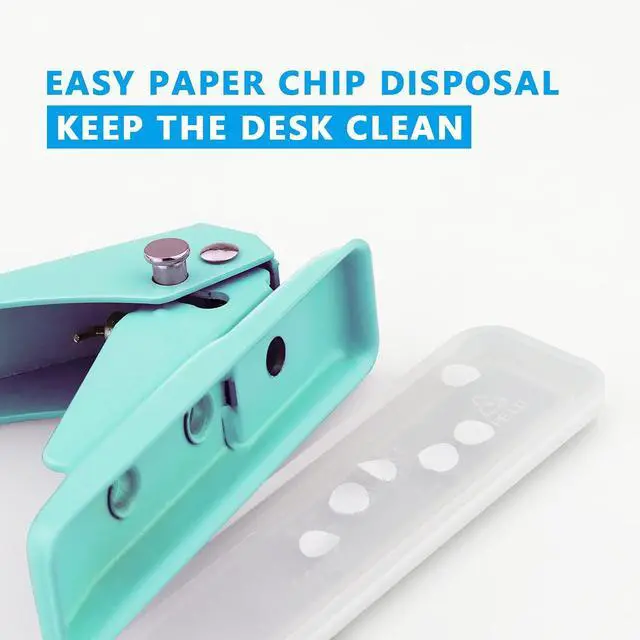 Alt view image 5 of 7 - Single Hole Puncher, 1/4" Hole, 20 Sheet Capacity, Green, 1 Pack