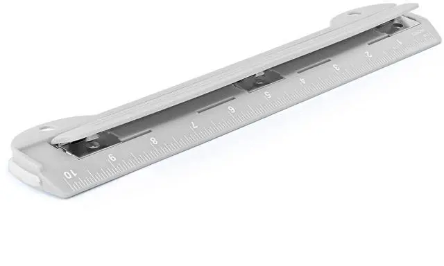 Main image of 3 Hole Punch Grey, Portable Hole Puncher for 3 Ring Binder, 3 Sheets Capacity, Removable Chip Tray, 10 Ruler for School, Office, Also Available in Purple, Blue, Green, Red, Pink, 1 Pc-by Enday