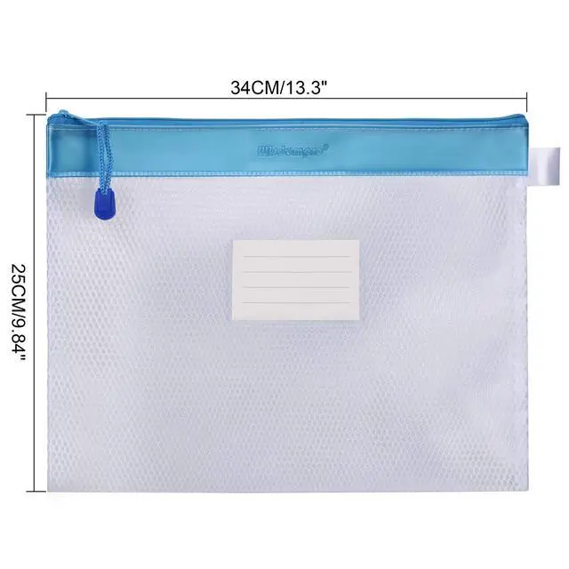 Alt view image 3 of 7 - Wisdompro Zipper Pouch, 4 Packs Durable Letter Size Waterproof Mesh File Bag, Document Organizer - Blue