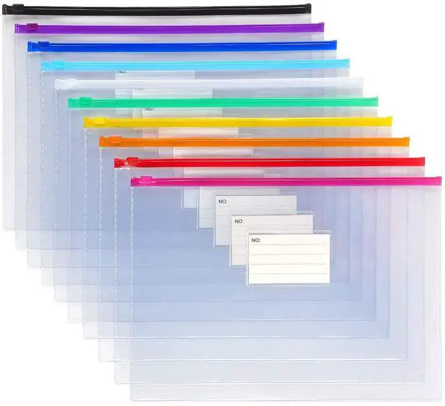 Alt view image 2 of 7 - Tamaki 10 Pack Plastic Envelope, Files Zipper Folders, 13 x 9.25 Inch