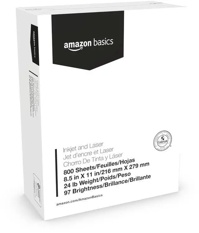 Main image of Multipurpose Copy Printer Paper, 8.5 x 11 Inches, 24 lb Weight, 97 Brightness, White, 800 Sheets (1 Mega Ream), for Inkjet and Laser, Copy & Print