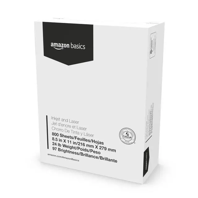 Alt view image 3 of 5 - Multipurpose Copy Printer Paper, 8.5 x 11 Inches, 24 lb Weight, 97 Brightness, White, 800 Sheets (1 Mega Ream), for Inkjet and Laser, Copy & Print