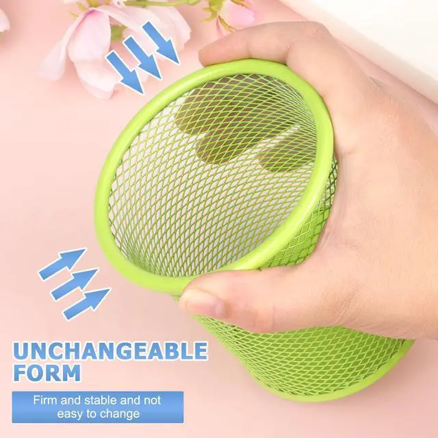 Alt view image 4 of 7 - Tamaki Pen Holder Cup for Desk, Wire Mesh Pencil Cup Holder for Desk Office Pen Organizer (Green)