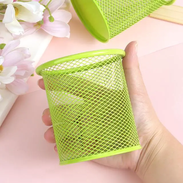Alt view image 5 of 7 - Tamaki Pen Holder Cup for Desk, Wire Mesh Pencil Cup Holder for Desk Office Pen Organizer (Green)
