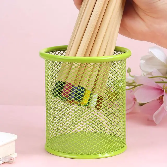 Alt view image 6 of 7 - Tamaki Pen Holder Cup for Desk, Wire Mesh Pencil Cup Holder for Desk Office Pen Organizer (Green)