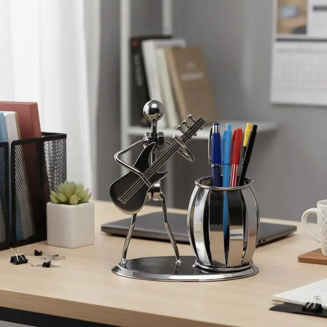 Alt view image 3 of 6 - MyGift Pen Holder For Desk,Office Decor Desk Accessories For Men Music Decor Guitar Accessories Gifts For Men Guitar Players Boss Male