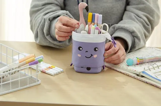 Alt view image 6 of 6 - Friinder Telescopic Pencil Bag Pen Holder Pop Up Stationery Case, Stand-up Retractable Transformer Bag Standing Organizer, Great for Christmas Holiday New Year Office Bag