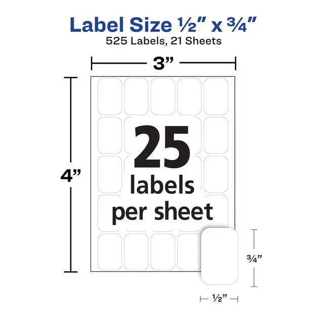 Alt view image 4 of 5 - Avery Multi-Use Removable Labels, 1/2" x 3/4", White, Non-Printable, 525 Blank Labels Total (6737)