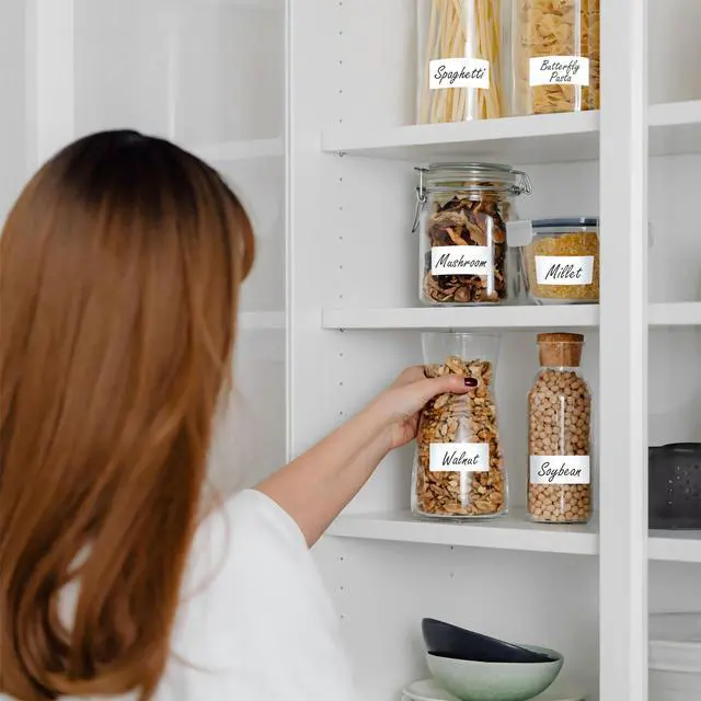 Alt view image 7 of 7 - 1000 Removable Food Labels, Water/Oil/Tear Resistant Blank Stickers with Perforation Line for Food Containers, Freezer, Fridge, Jars, Pantry, Organization (1 x 2)