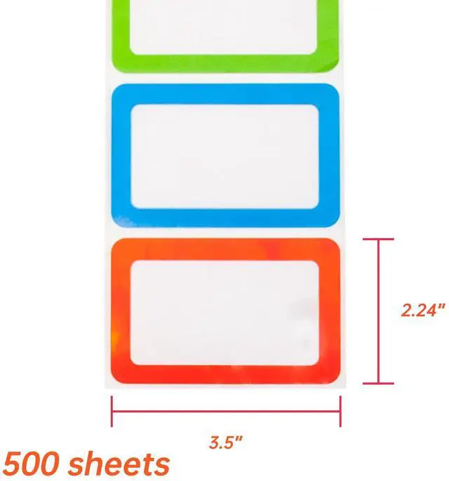 Alt view image 2 of 6 - L LIKED 500 Stickers - 3.5" x 2.25"Colors Plain Name tag Labels with Perforated Line for School Office Home (Blank - 500 Labels)