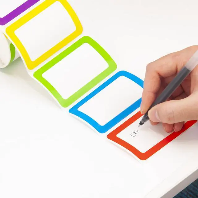 Alt view image 3 of 6 - L LIKED 500 Stickers - 3.5" x 2.25"Colors Plain Name tag Labels with Perforated Line for School Office Home (Blank - 500 Labels)