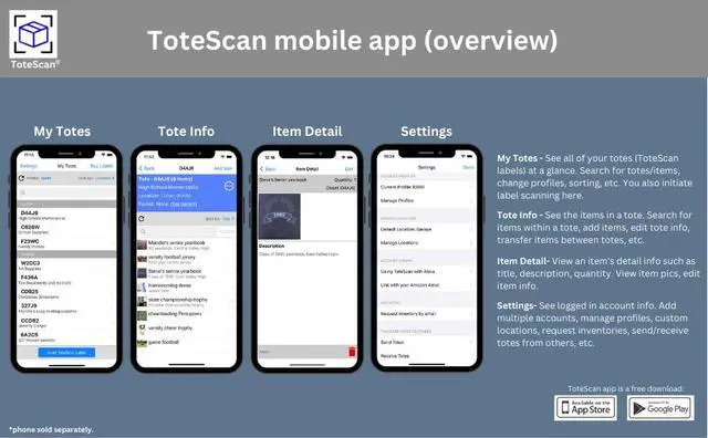 Alt view image 7 of 7 - ToteScan Intelligent QR Labels for Organization/Moving/Storage (45 Unique Labels, 2.5"x3")