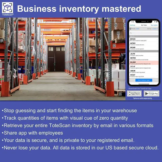 Alt view image 5 of 7 - ToteScan Intelligent QR Labels for Organization/Moving/Storage (45 Unique Labels, 2.5"x3")