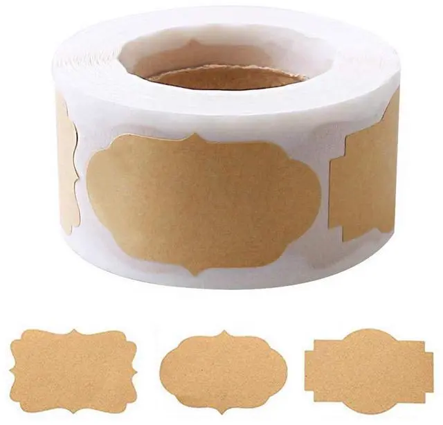 Main image of 300 Pcs Self-Adhesive Gift Tags Name Jar Labels Stickers, 1 x 2 in, Brown