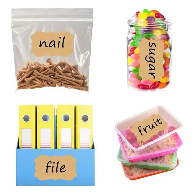 Alt view image 5 of 6 - 300 Pcs Self-Adhesive Gift Tags Name Jar Labels Stickers, 1 x 2 in, Brown