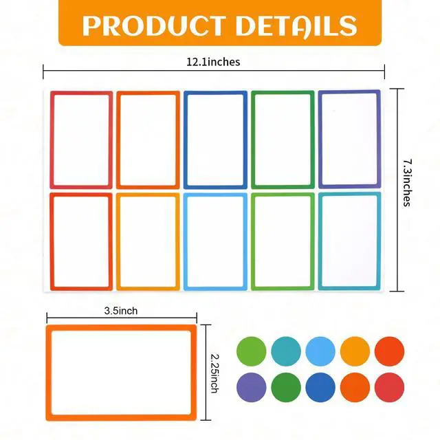 Alt view image 2 of 7 - Utron 500Pcs Name Labels, 3.5x2.25 inch Blank Nametags, Sticky Name Tags for Whiteboards Locker Fridge School Office Home 10 Colors