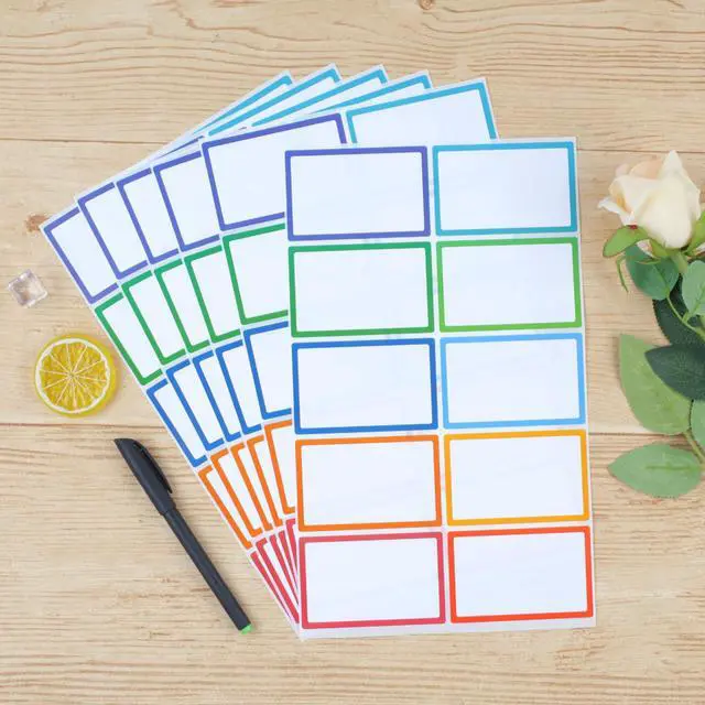 Alt view image 5 of 7 - Utron 500Pcs Name Labels, 3.5x2.25 inch Blank Nametags, Sticky Name Tags for Whiteboards Locker Fridge School Office Home 10 Colors