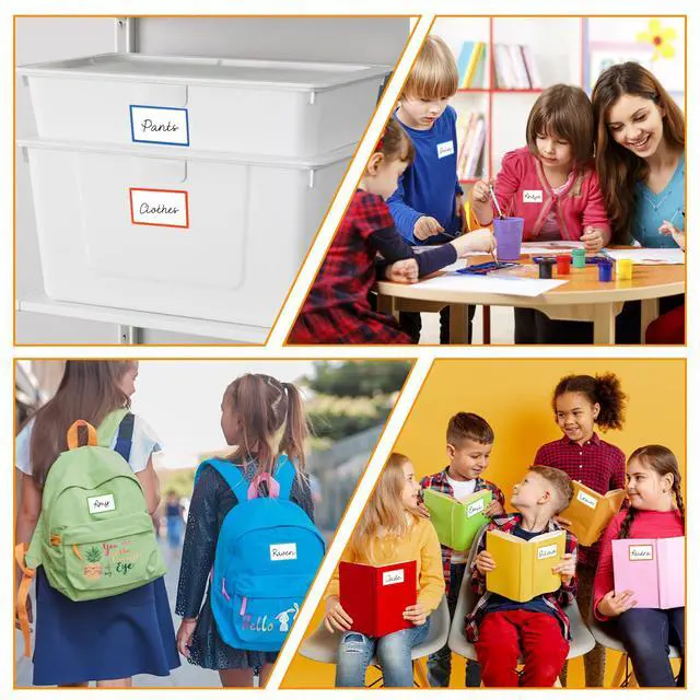 Alt view image 6 of 7 - Utron 500Pcs Name Labels, 3.5x2.25 inch Blank Nametags, Sticky Name Tags for Whiteboards Locker Fridge School Office Home 10 Colors