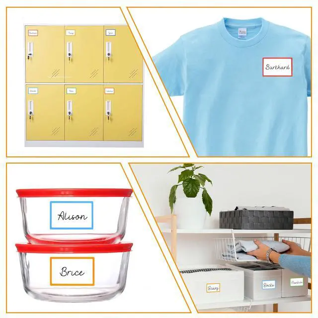 Alt view image 7 of 7 - Utron 500Pcs Name Labels, 3.5x2.25 inch Blank Nametags, Sticky Name Tags for Whiteboards Locker Fridge School Office Home 10 Colors